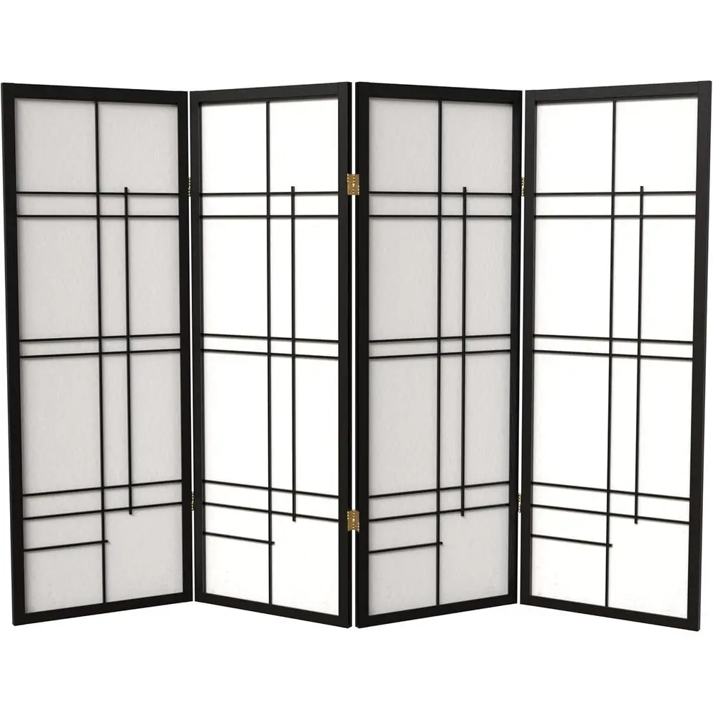4 ft. Short Eudes Shoji Screen - Black - 4 Panels