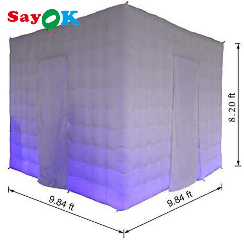 Sayok Inflatable Photo Booth Tent 3x2.5m Giant Inflatable Photo Boot Lighting Backdrop with Air Blower for Wedding Party Events