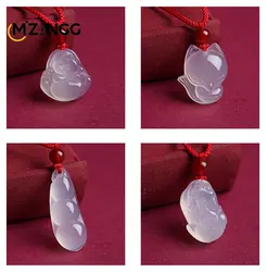 Natural Agate Chalcedony Pendant Peace Buckle Maitreya Buddha Gourd Small Fox Pendant Personality Jewelry Lucky Amulet Gift