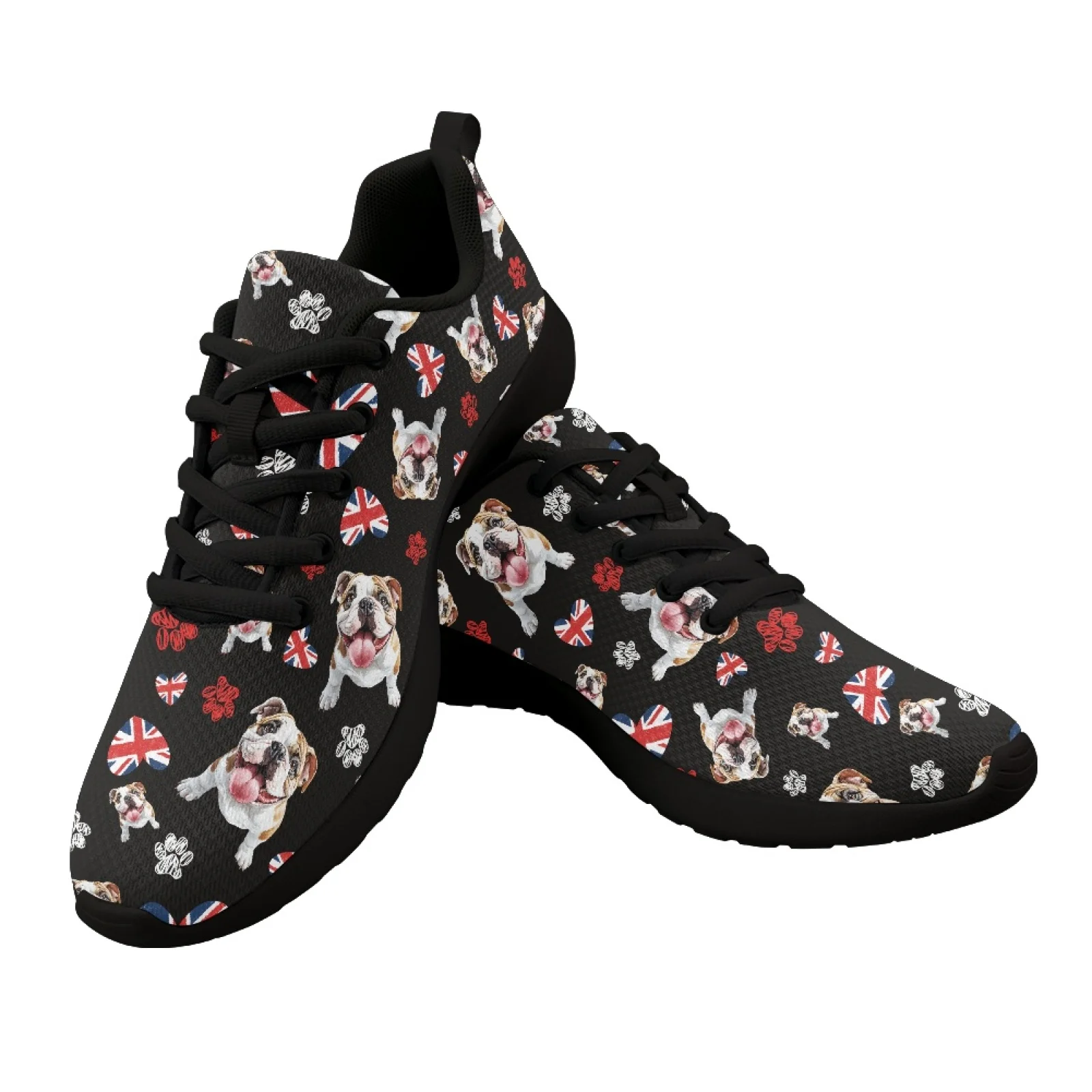 UK Pug Dog Pattern Summer Mesh Sport Jogging Running Shoes For Woman Lace Up Flats Men Casual Shoes Ladies Sneakers Tennis Shoes