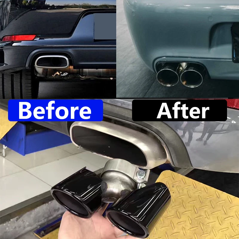 Para Porsche 2011-2019 911 Carrera 911.1 911.2 tubo de escape mejora acero inoxidable negro cuádruple silenciador punta boquilla