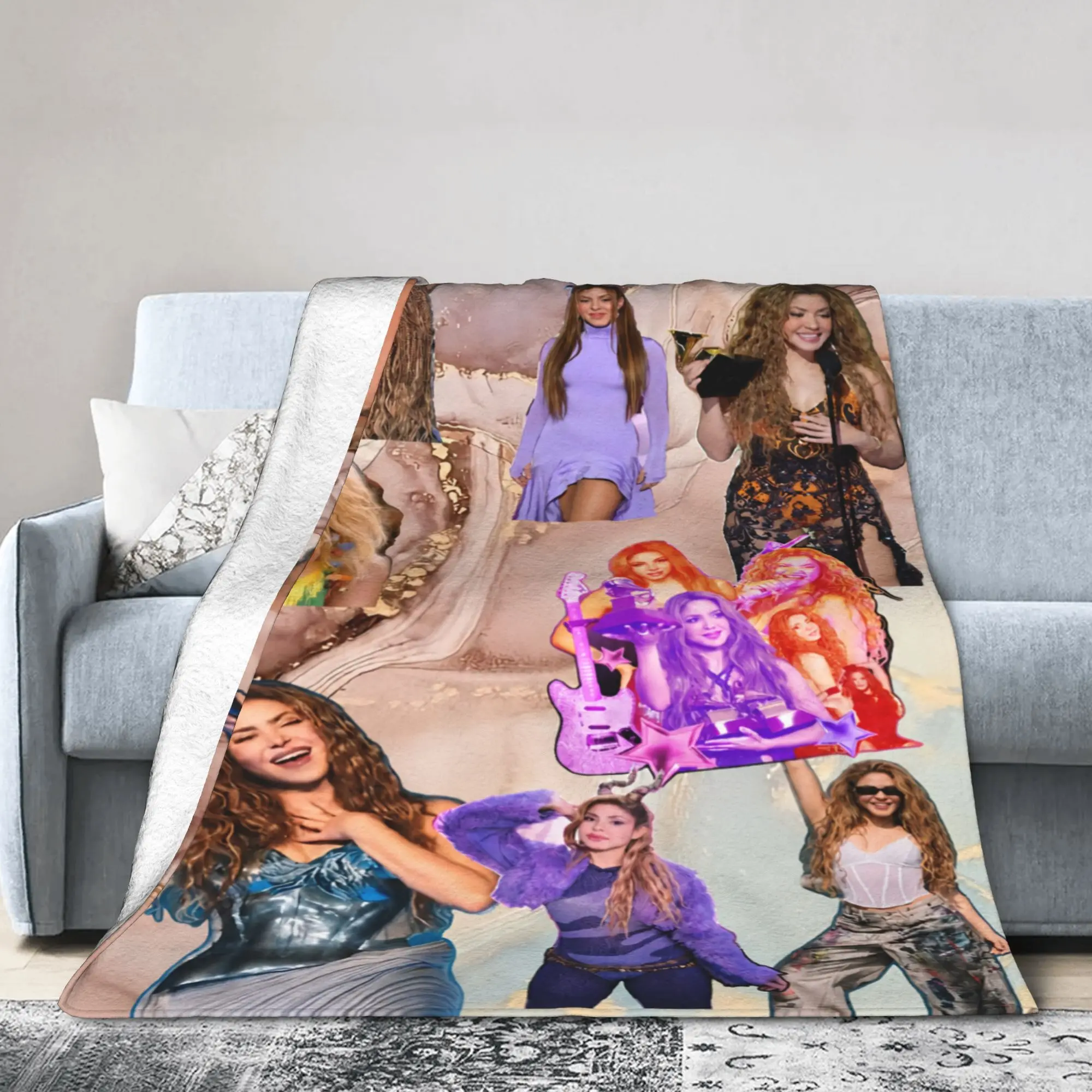 Shakira Colombian Singer Knitted Blankets  Fleece Throw Blankets Summer Air Conditioning Portable Soft Warm Bedspreads