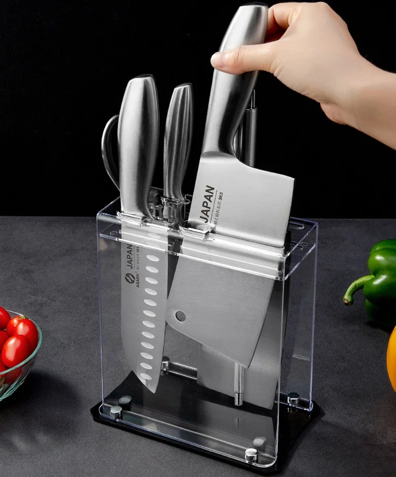 Professional Japanese Kitchen Chef Knife Set Meat Fish Fruit Vegetables Slicing Stainless Steel Butcher Cleaver Knife Holder