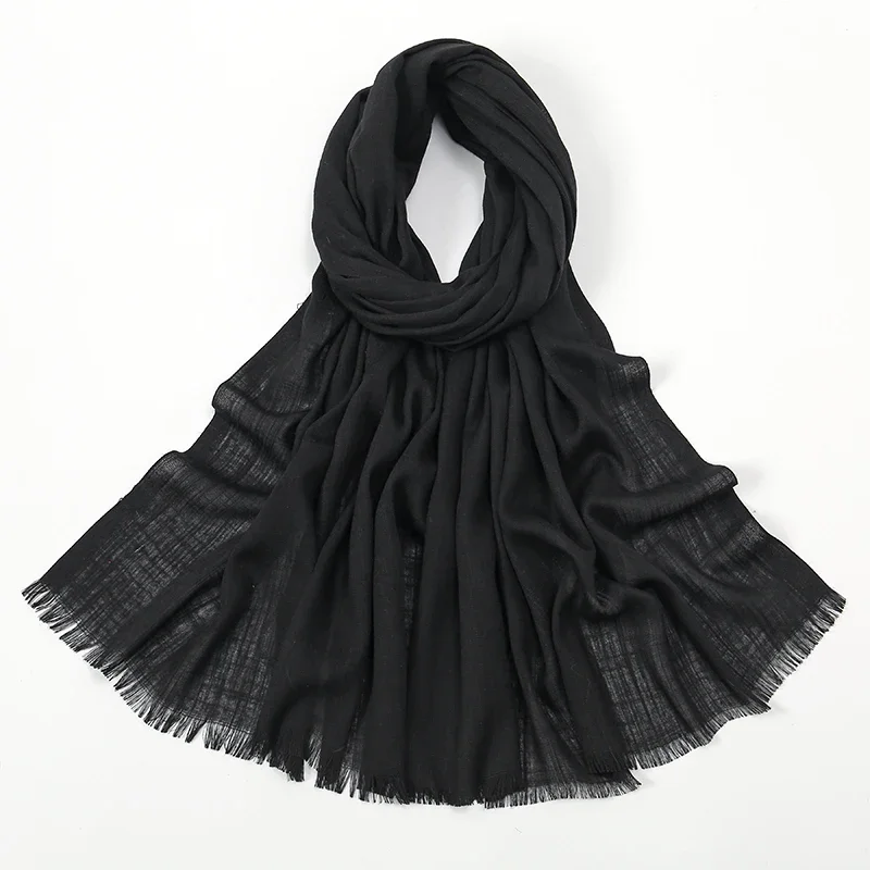 Effen Katoenen Sjaal Bamboe Stijl Foulard Moslim Dames Essentiële Effen Sjaal Franjes Pashmina Sjaals Islam Sjaals En Wraps