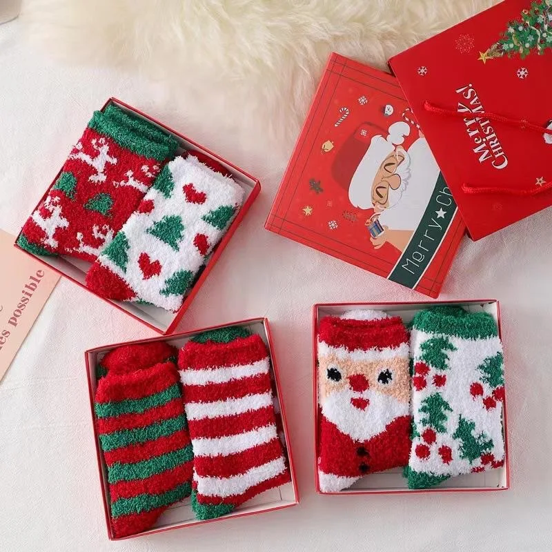 Coral Velvet Socks Delicate Christmas Socks Santa Claus Socks Warm For Christmas New Year Gift