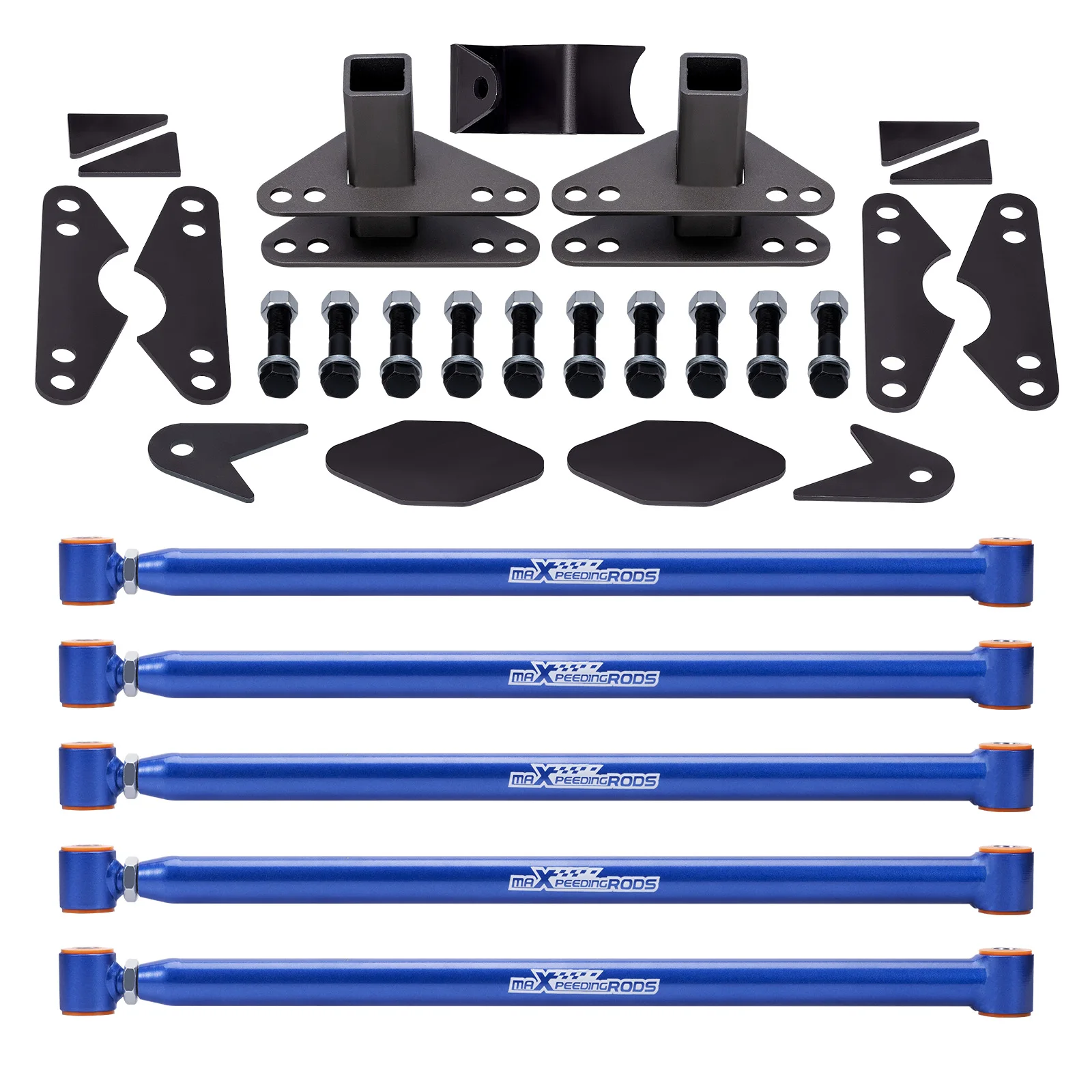 

MaXpeedingrods Universal Rear Weld on 4 Link Suspension Lift Kit for Truck Classic Car Air Ride Heavy Duty 24" Steel Bars Blue