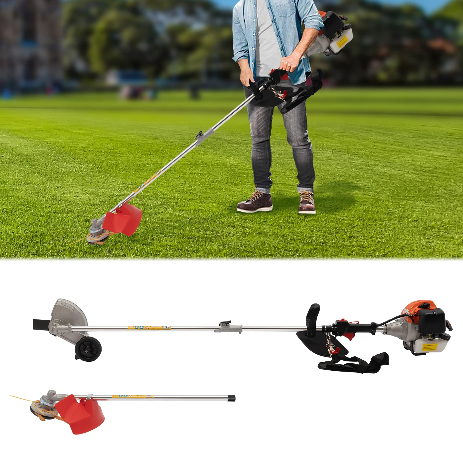 

33CC Weed Wacker Gas Powered, 2-Stroke Single-Cylinder Grass Trimmer with Shoulder Strap, Weed Trimmer Tool for Garden, Lawn