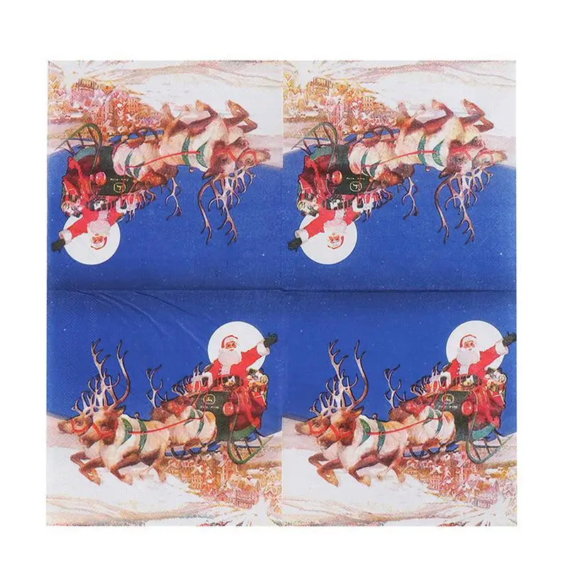 Christmas Dinner Napkins Winter Printed Napkins 2 Ply Absorbent Hand Towels Guest Napkins For Kitchen Home Dinner Winter Holiday