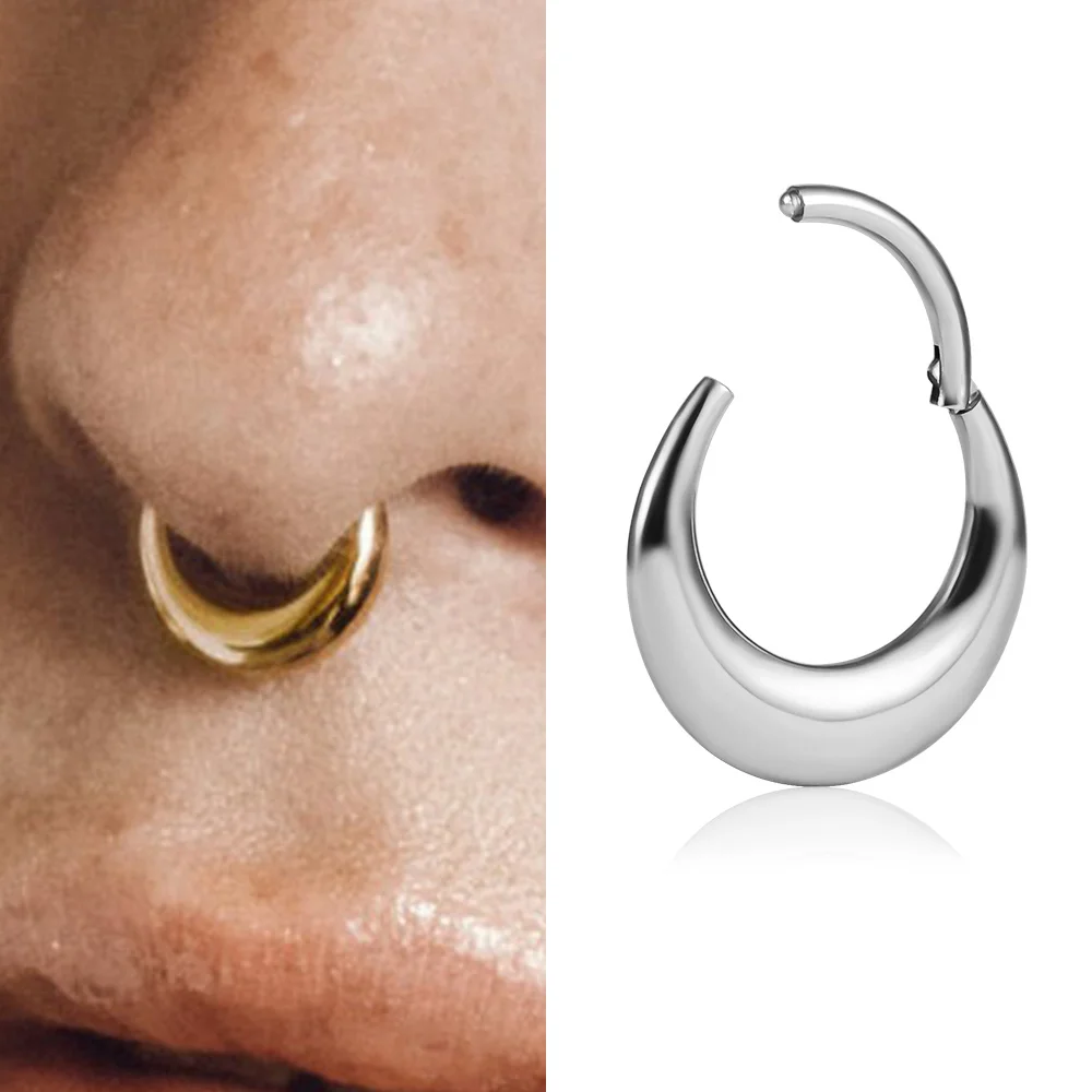 Vanku 1PCS 316L Surgical Stainless Steel Clip Helix Hoop Earrings Nose Ring Tragus Septum Rings Piercing Women Body Jewelry