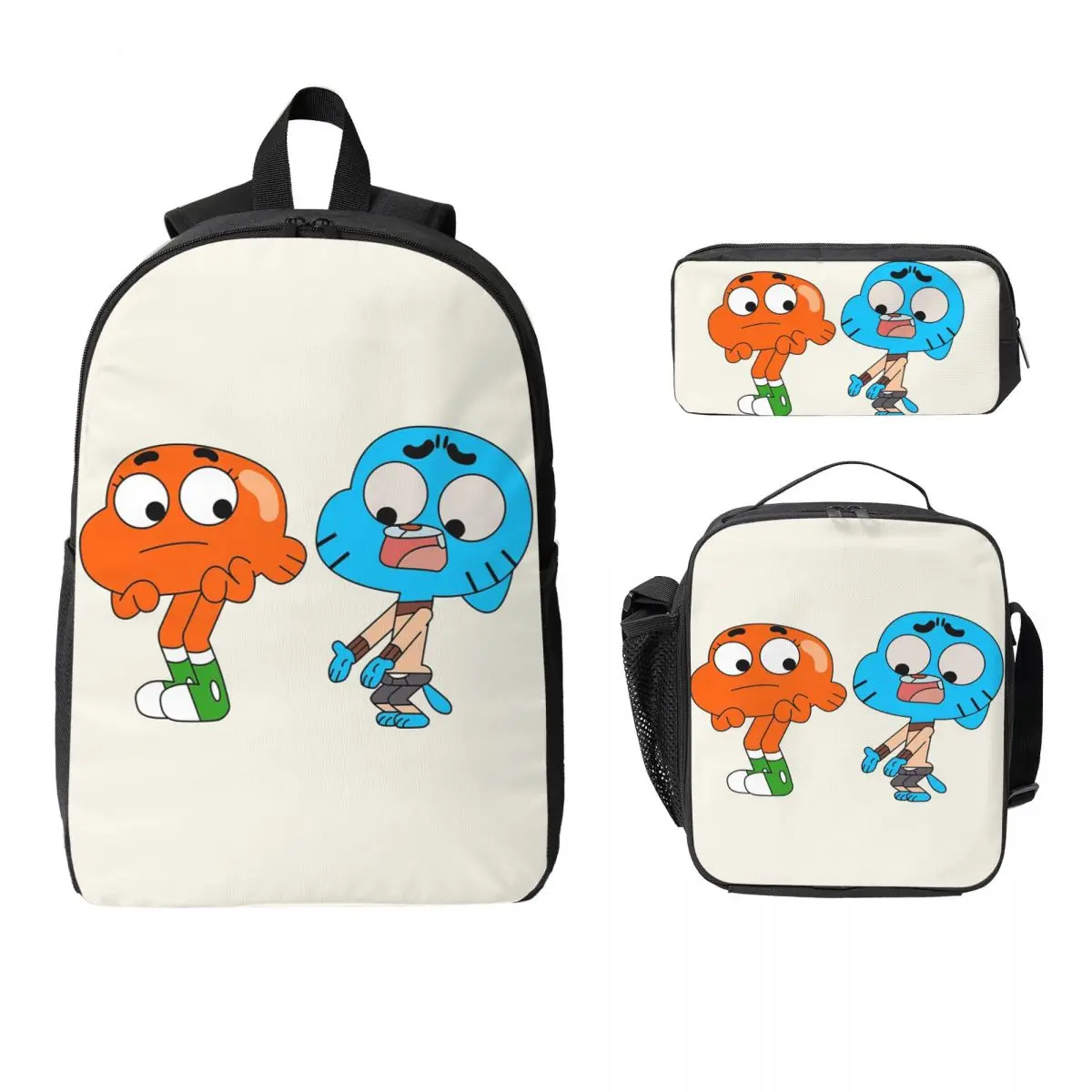 Gumball en Darwin, What The What Rugzak Jongen Meisjes Boekentas Schooltas Laptop Schoudertassen 3ps Geïsoleerde lunchtas Etui
