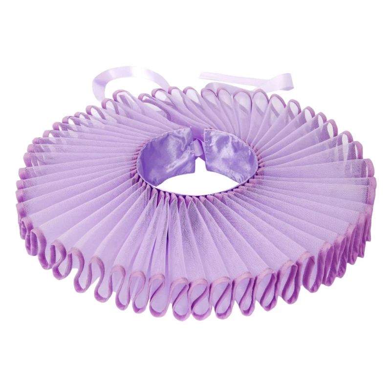 DXAE Cosplay Pleated Ruffle Collar Accessory with Sheer Mesh Look for Theme Parties
