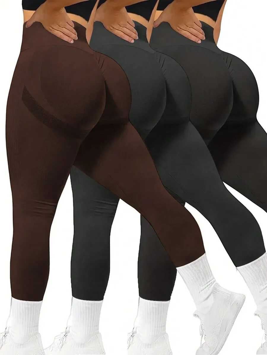 SHEIN Velisys Plus Size Seamless Slimming Yoga Pants 3pieces