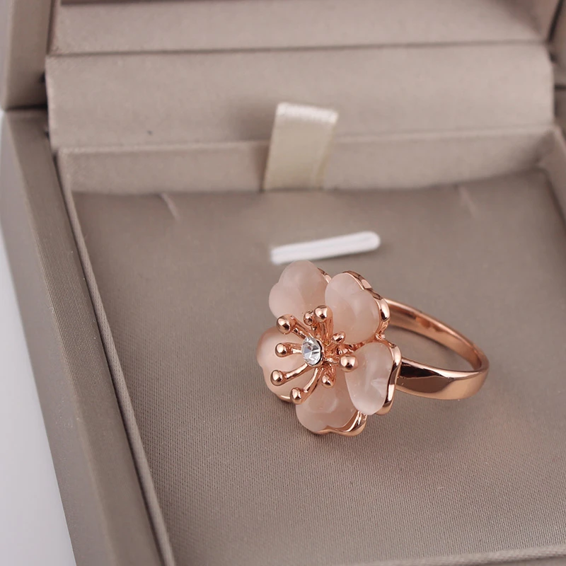 Ajojewel Rose Gold-color Girls Cute Ring Opal Flower Finger Jewelry Spring Woman Gift to offer