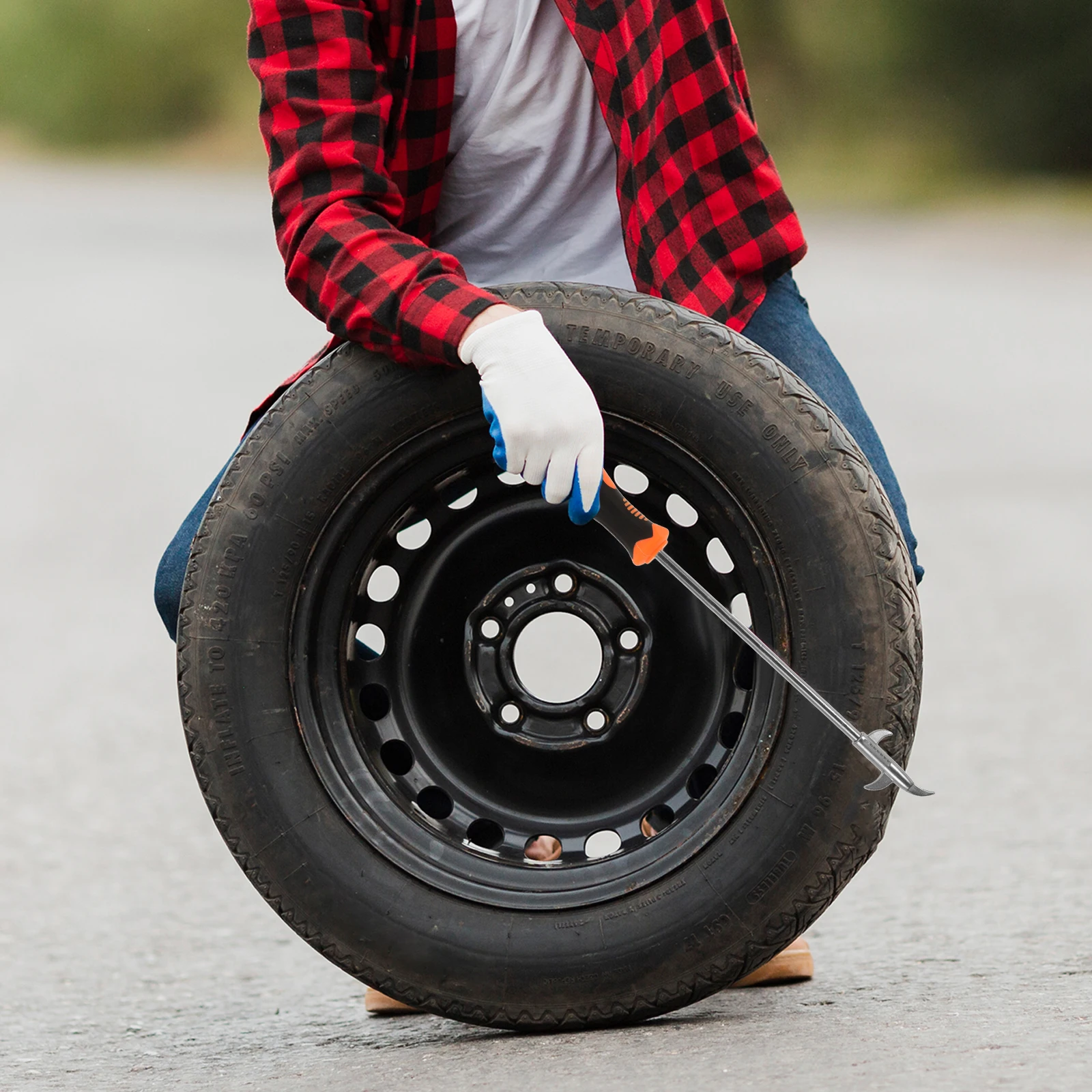 

Tire Cleaning Hook 28cm Orange Black with Bike Tire Stone Remover Tool Stones Removing Car Accessory Motorcycle Long