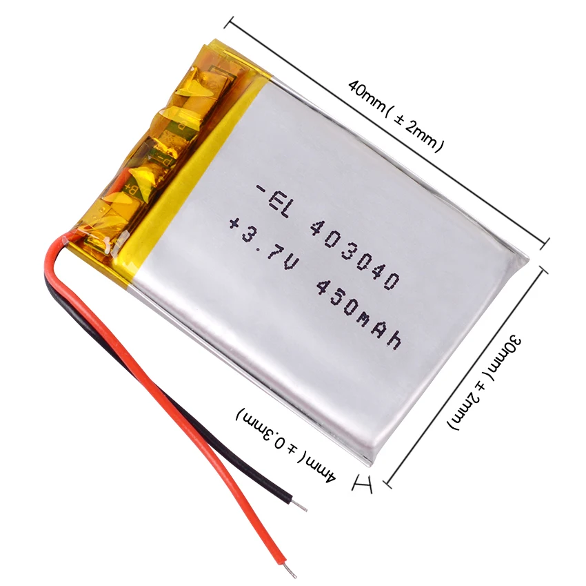 Variety Plugs 403040 3.7V 450mAh Rechargeable Lithium Li-ion Polymer Battery