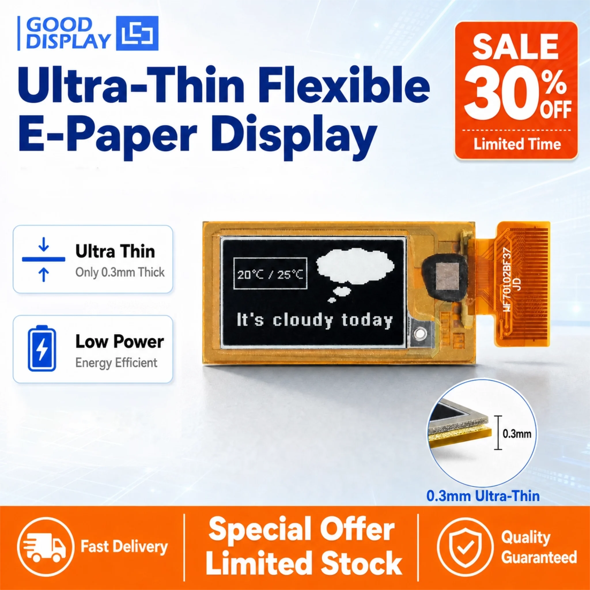Super Cheap E-Ink Module ! Mini Flexible E-Paper Display 1.02 inch ACF Thermal Compression, GDEW0102I4FC