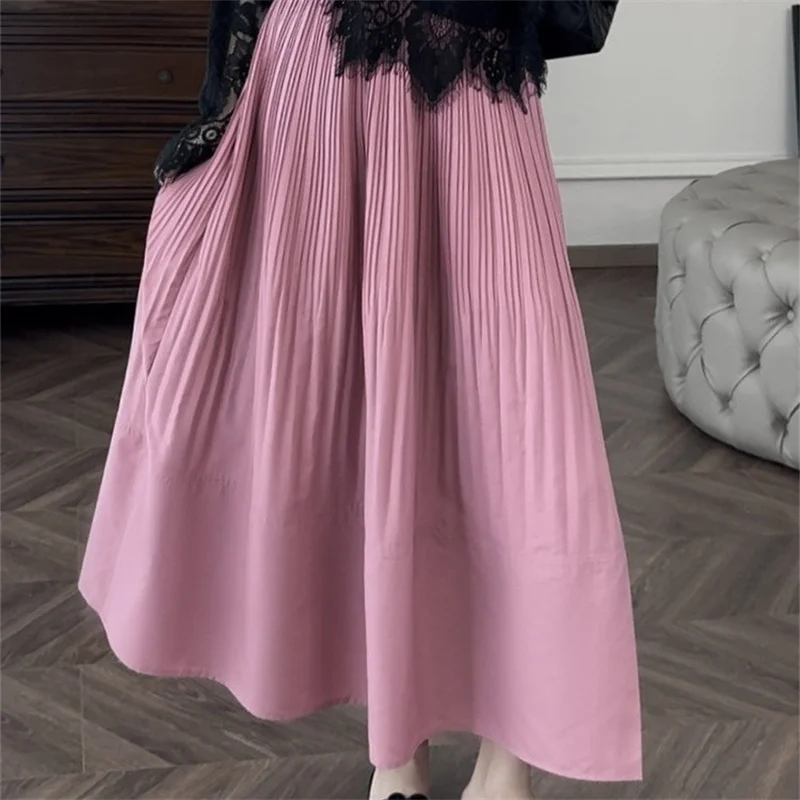 Women's Skirt	Spring and Summer Miyake White Atmosphere Umbrella Anti-wrinkle Pleated Elegant A Word Long Pleated Skirt Female
