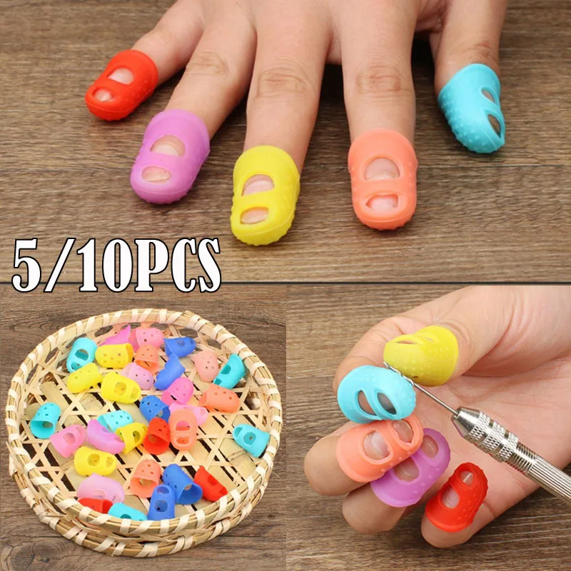 5/10pcs Sewing Thimble Breathable Protective Silicone Finger Thimble Finger Cover Caps Quilting Sewing Needlework Craft NEW
