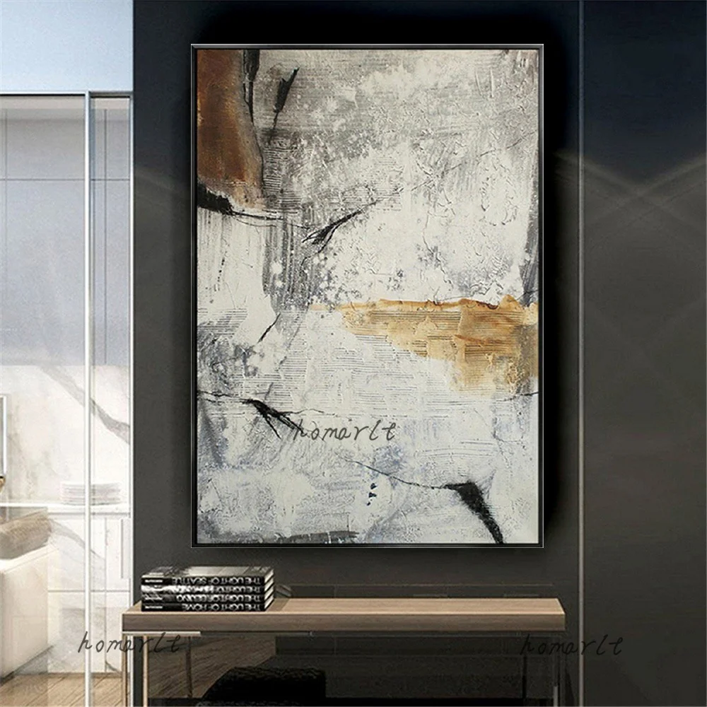 

Hand-Painted Modern Canvas Poster Abstract Gray Oil Painting Wall Art Picture For Living Room Home Decor Mural Pendant Artwork