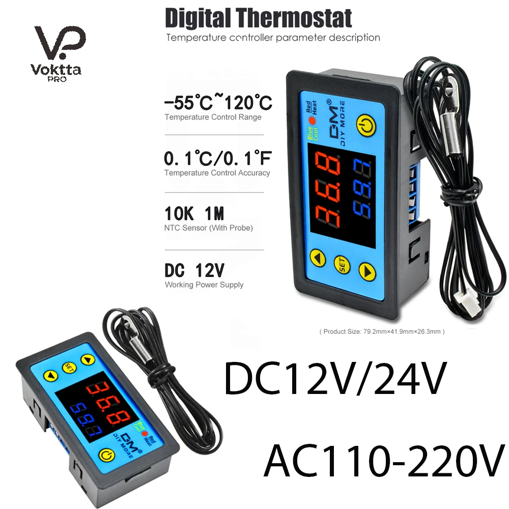 12V 24V 110V 220V Digital Thermostat Thermoregulator For Incubator Box Temperature Meter Test Temperature Controller W3231