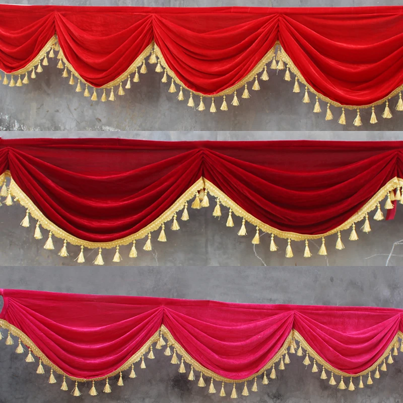 2/3 Meter Velvet Party Valance Drape Panel Wedding Backdrop Decor Curtain Swag Stage Background Drapery Table Skirt Curtain Head