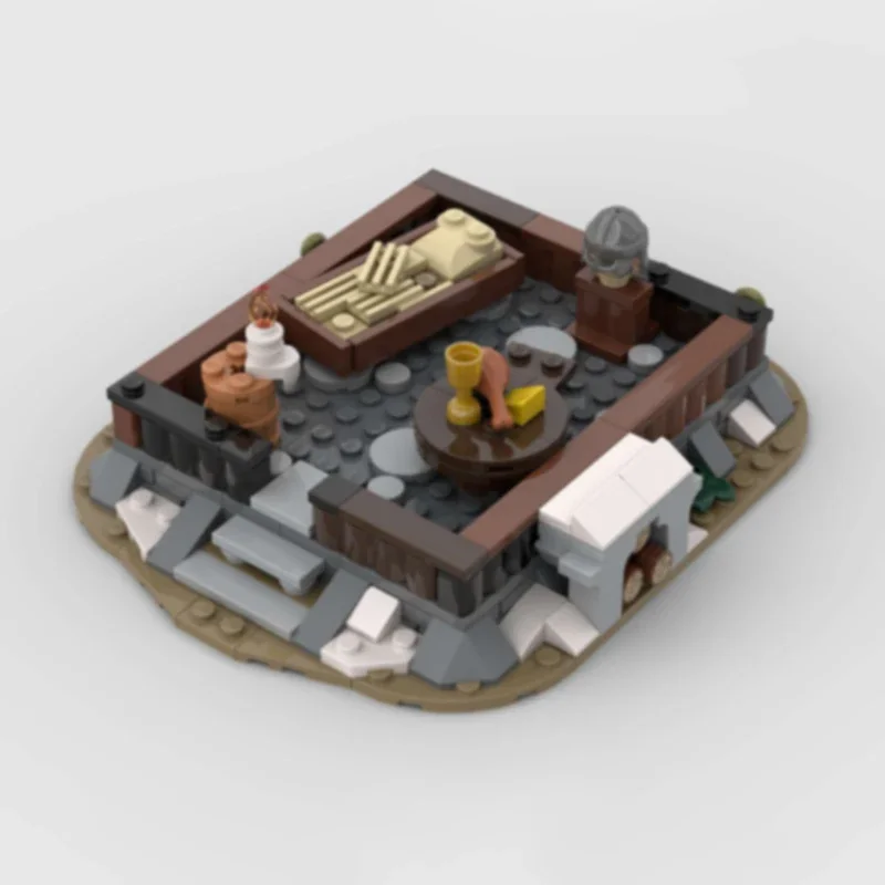 Medieval Street View Model MOC Building Bricks Viking Small Hut Modular Technology Gifts Holiday Assemble Children Toys Suit