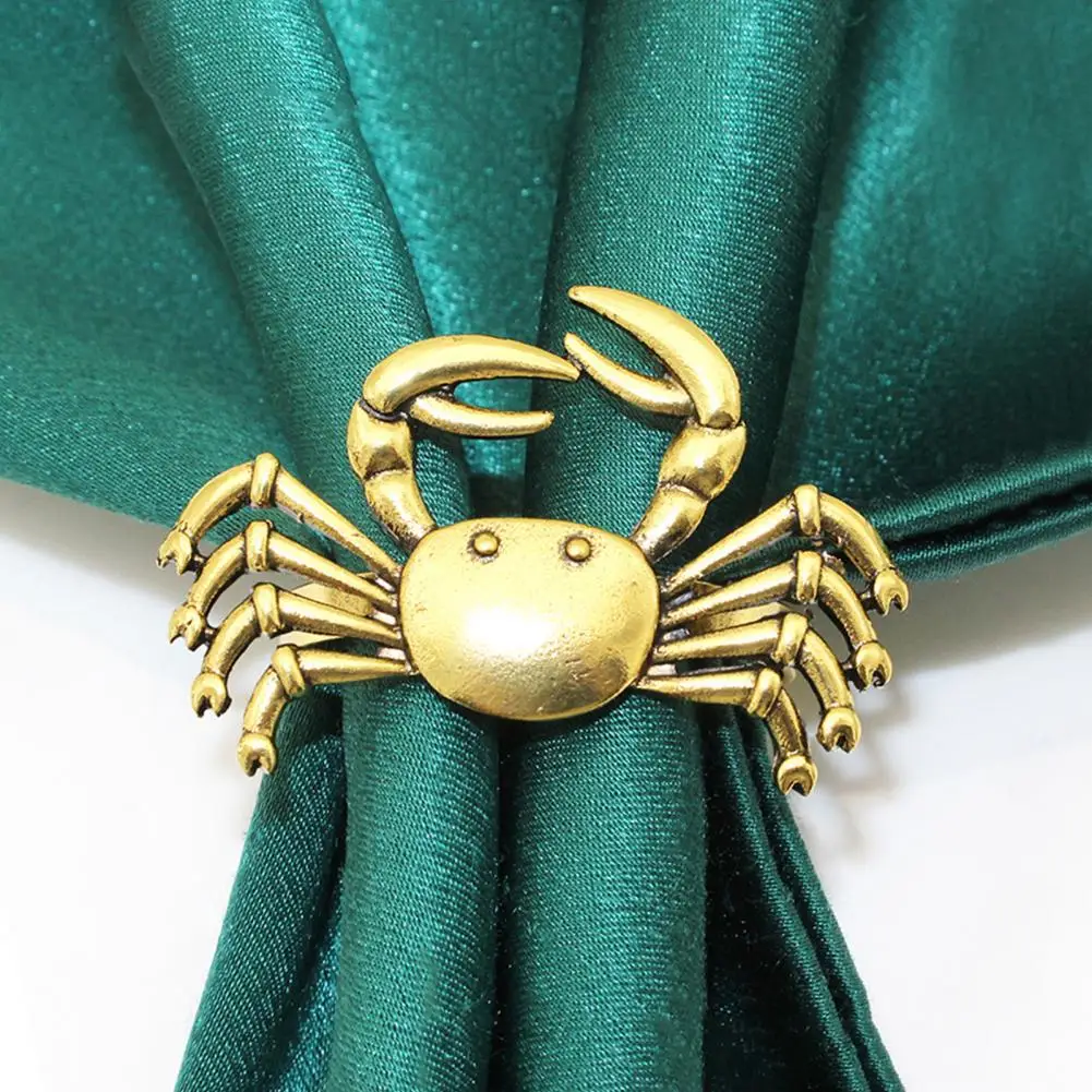 Sea Life Napkin Rings Ocean Themed Napkin Holders Crab Napkin Ring Set Reusable Metal Coastal Holder Beach House for Summer