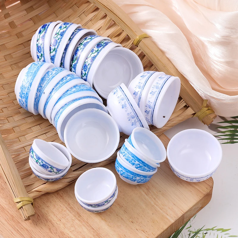 10pcs Miniature Bowl Dish Round Bowl Fruit Bowl Salad Bowl Soup Plate Doll House Kitchen Dinning Accessories