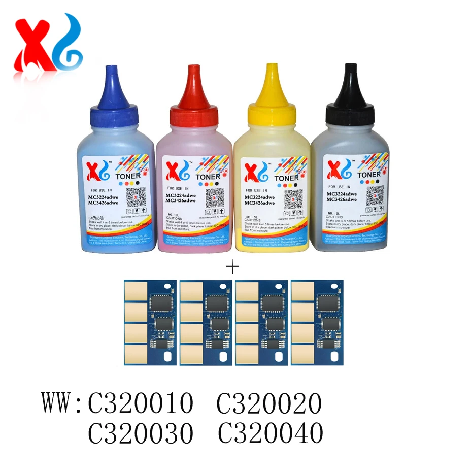 1Set Color Refill Toner Powder for Lexmark MC3224 MC3226 C3224 C3226 C3224dw MC3224dwe MC3224i MC3224adwe MC3226adwe C3226dw 40g