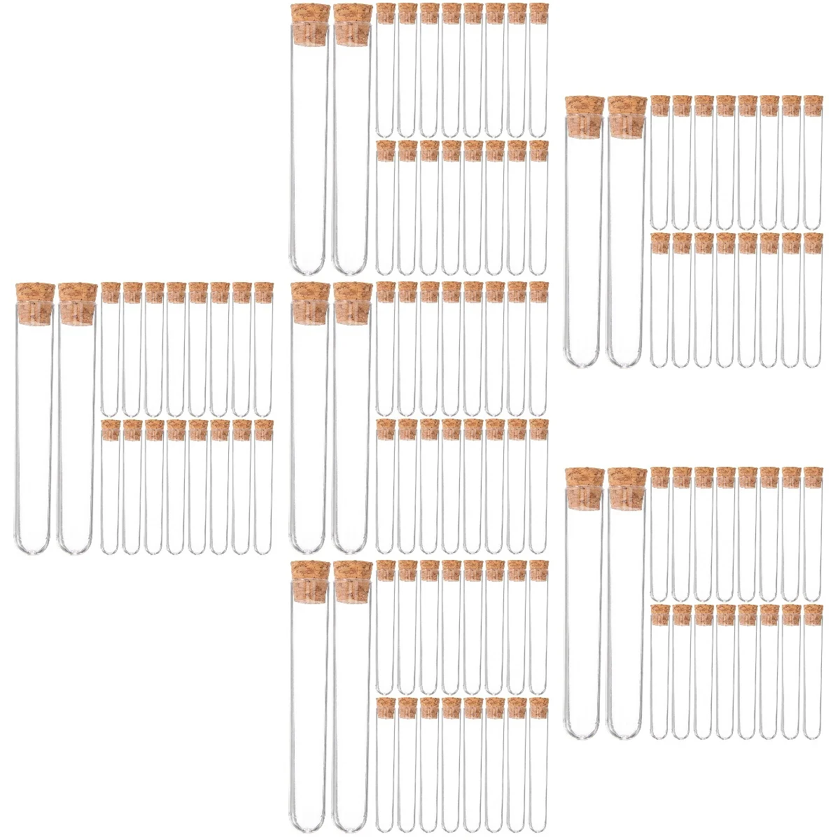 

6pcs Set of 6 Tub Clear Tube Test with Cork Bottles Tubes Corks Lab Tubestest Scientific