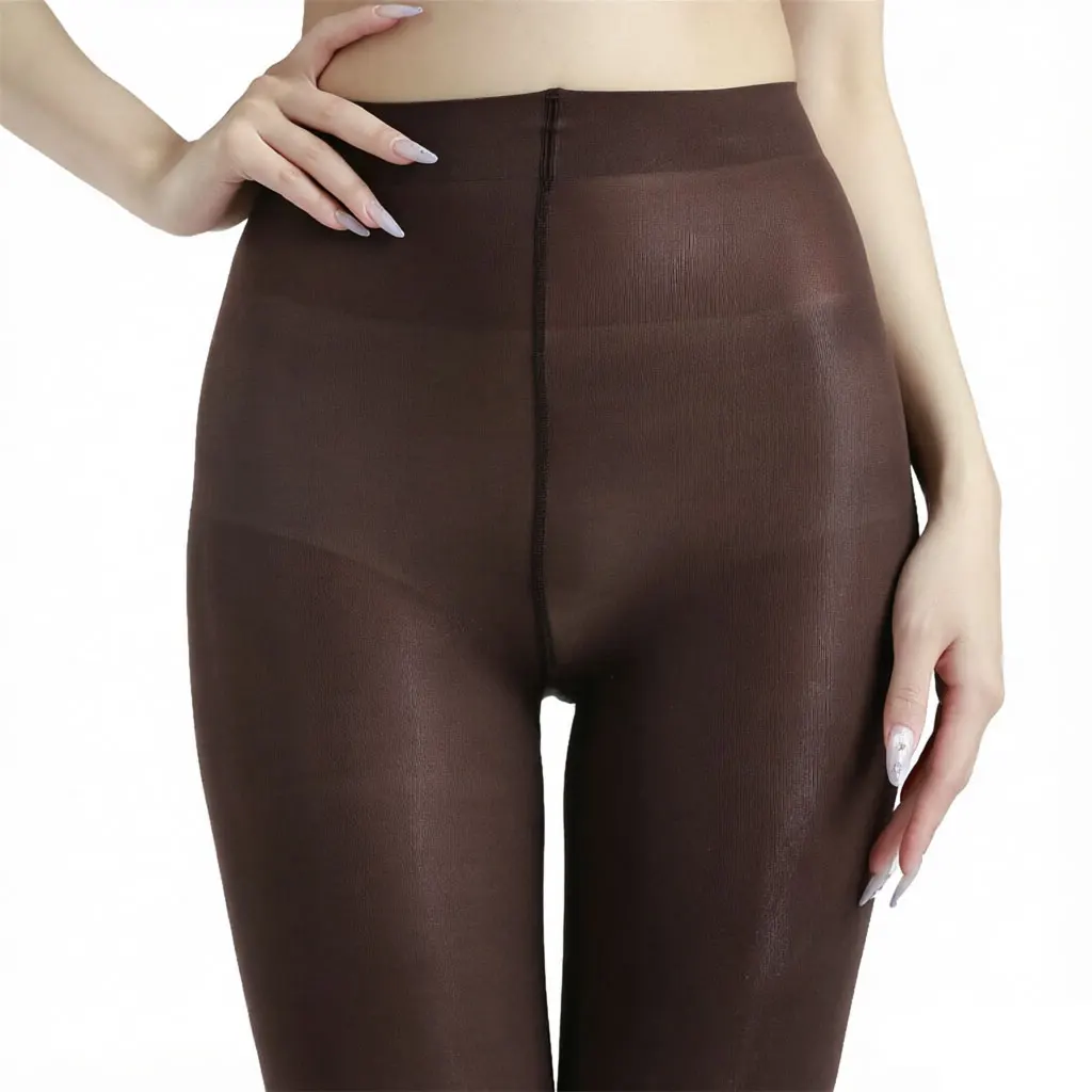 Women Soft Coffee Color Thigh High Stockings Durable Elastic Hosiery Comfortable Ladies Tights Pantyhose Daily Wear Socks