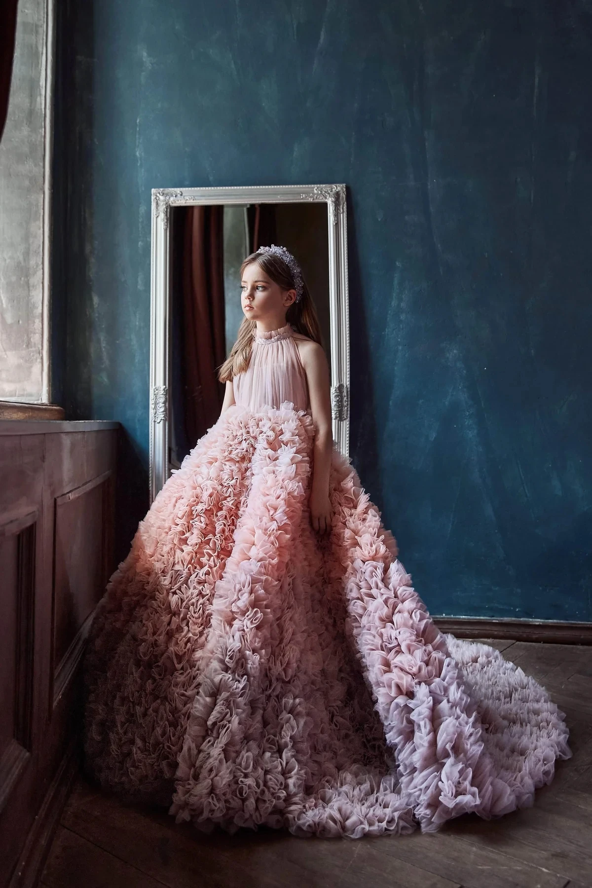 Robes de reconstitution historique licou pour filles, robe de Rhà volants en tulle, robes de demoiselle d'honneur pour mariages, mini robes de Quinceanera, enfants mexicains, bébé