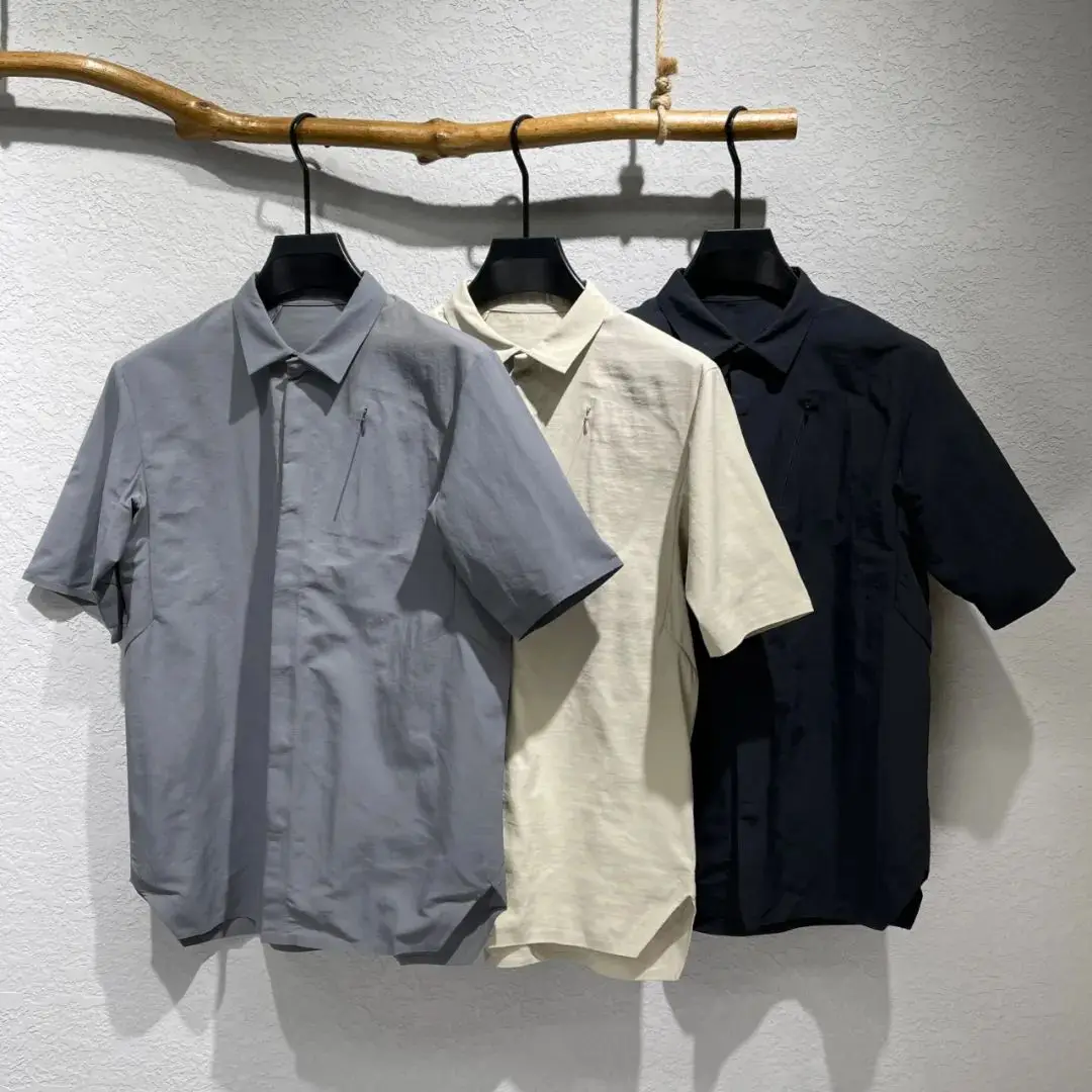 Lightweight Breathable Waterproof Outdoor Casual Men's Short Sleeve Shirt Stereo Cutting Sealed Glue Youth Popular Style Summer