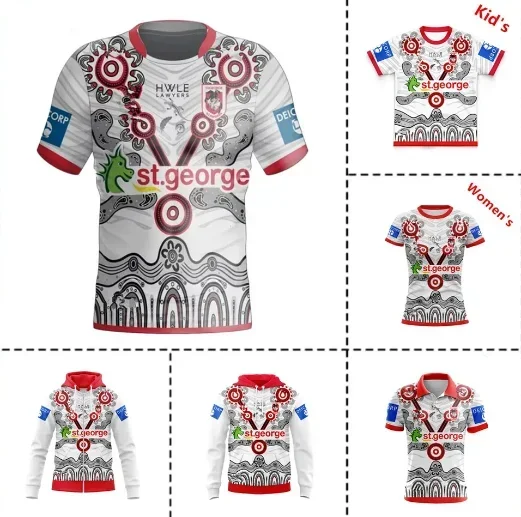 2024 ST GEORGE ILLAWARRA DRAGONS INDIGENOUS RUGBY Hooded zipper JERSEY -Women's-Men's Size: S-5XL ( Print name and number )