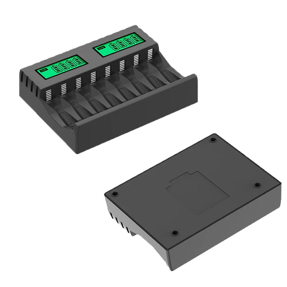 Aa Aaa Charger Portable Smart Charger 8-Slot LCD Display Intelligent Battery Charger for AA/AAA NiCd NiMh Rechargeable Batteries