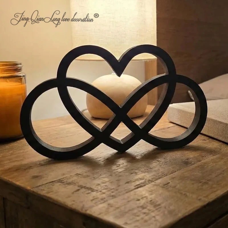 Custom  Infinity Heart Sculpture - Black Minimalist Statue - Intertwined Love Symbol - Eternal Love Valentine - Love Knot - Mode