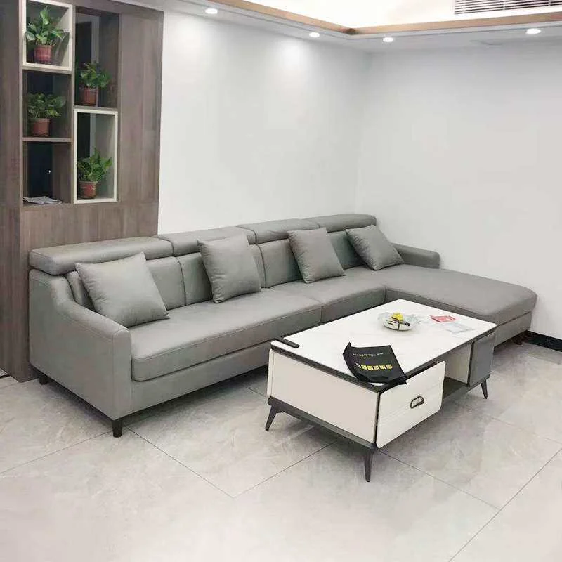 Wholesale Electric Adjustable Headrest 4 Seater L Shape Corner Manual Sectional Couch Fabric Recliner Sofa with USB Chargingprom
