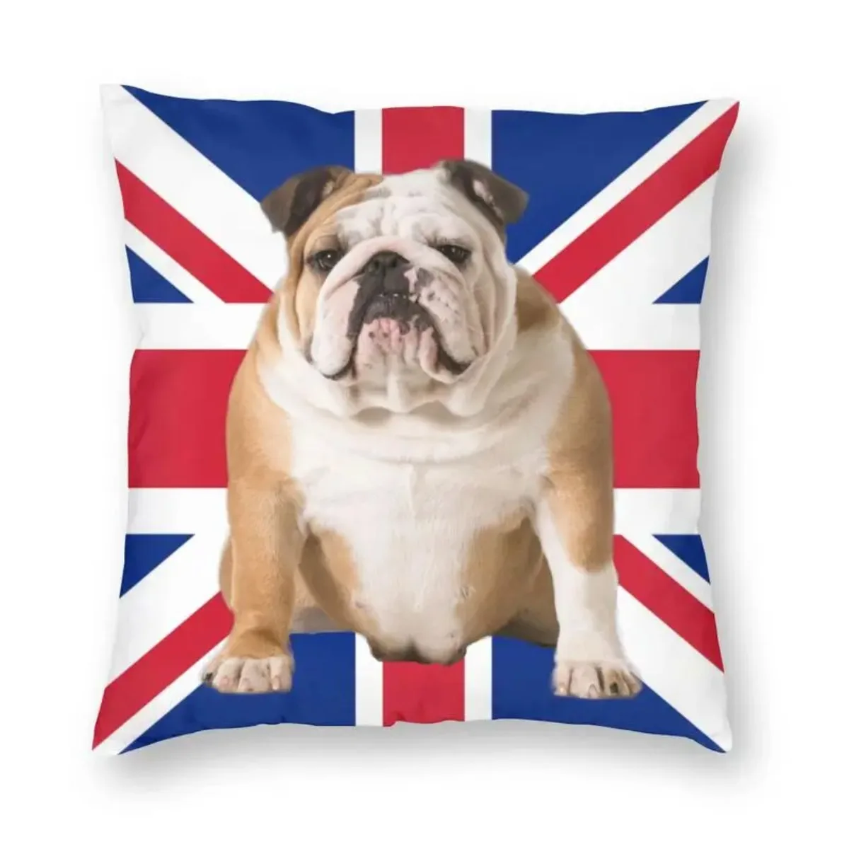 Union Jack English Bulldog Square Throw Pillow Case Home Decor Fashion Pillowcover British Flag Cushion Cover for Living Room