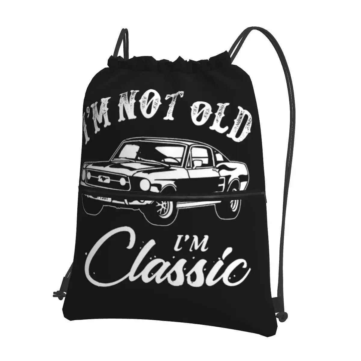 

Classic Car Mustang Portable Backpacks Drawstring Bag Casual Drawstring Bundle Pocket Sundries Bags For Travel Sport Man Woman