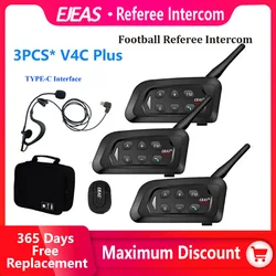 EJEAS V4C Plus 1500M Full Duplex Bluetooth Headphone Soccer Conference Interphone3 Users Football Referee Intercom Headset