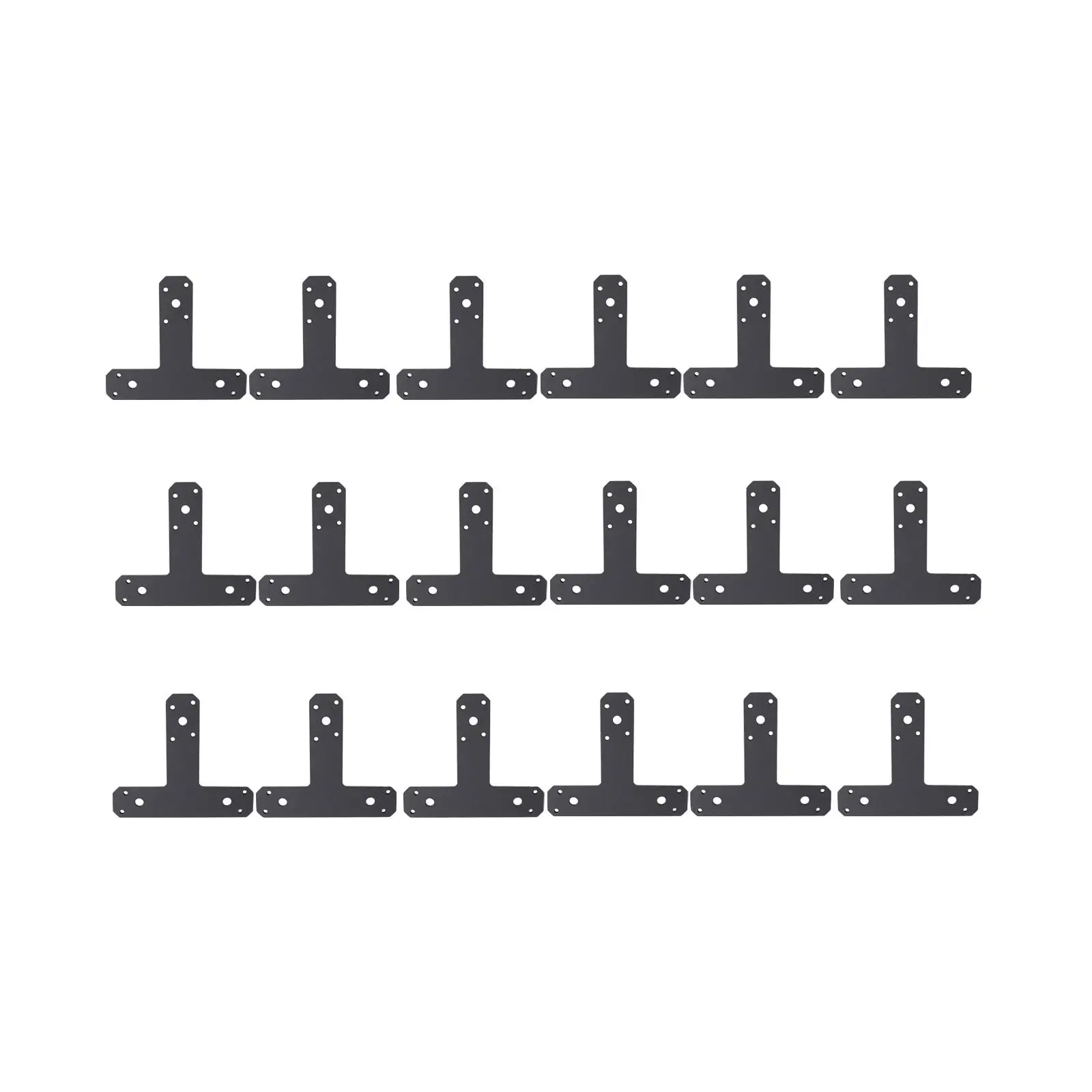 18Pcs T Bracket Black Powder Coated T Tie Plates for Fixing Mending Flat Plate Wooden House Wood Furniture Repair Wood Furniture