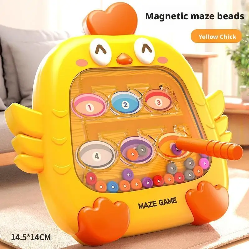 Magnetic Maze Montessori Toy for Kids, Magnetic Bead Drawing Board with Pen, Educational Travel Toys for Toddlers