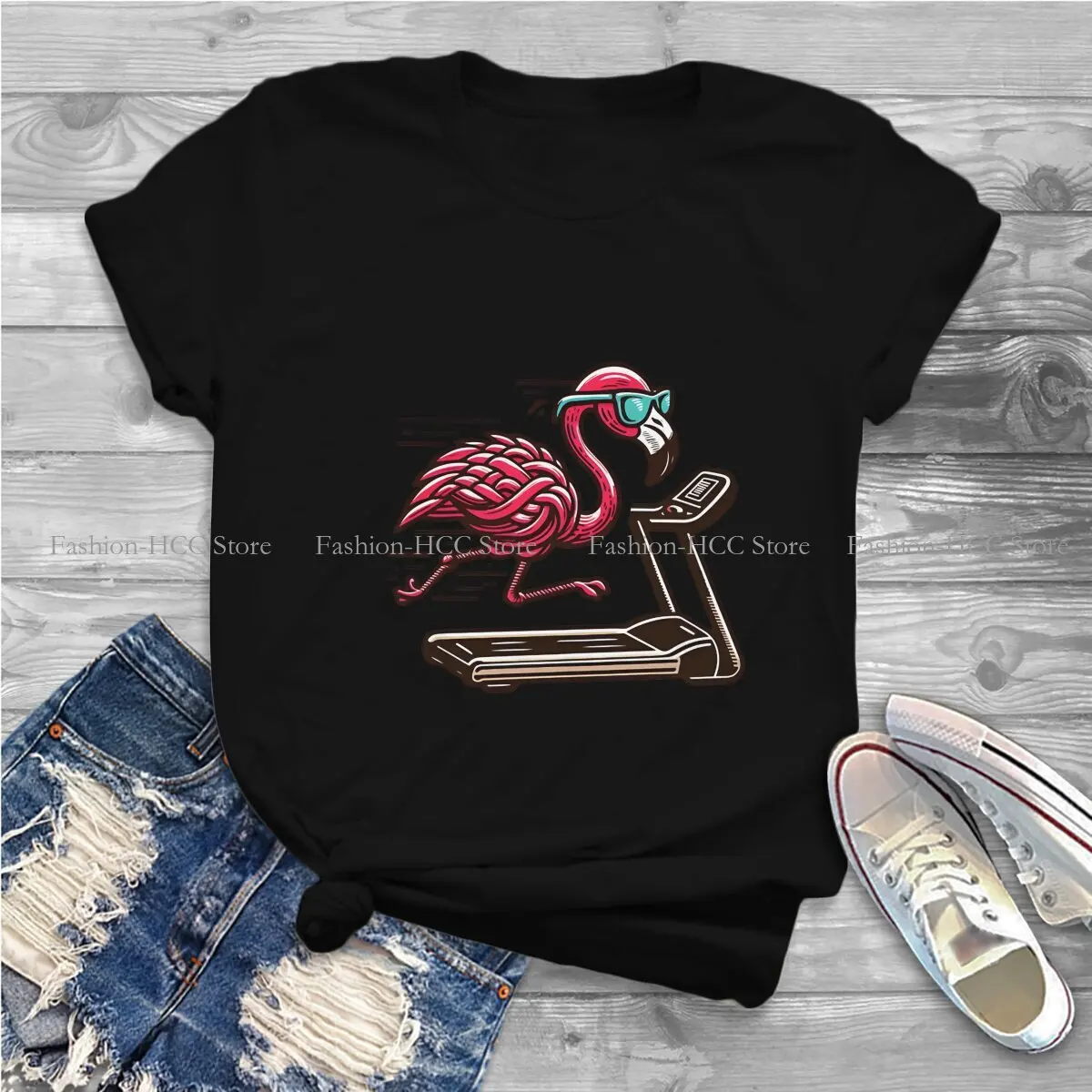 Flamingo Animals Polyester TShirt for Women Flamingo Fitness  Knotwork Sunny Stride Soft Summer Tee T Shirt Trendy