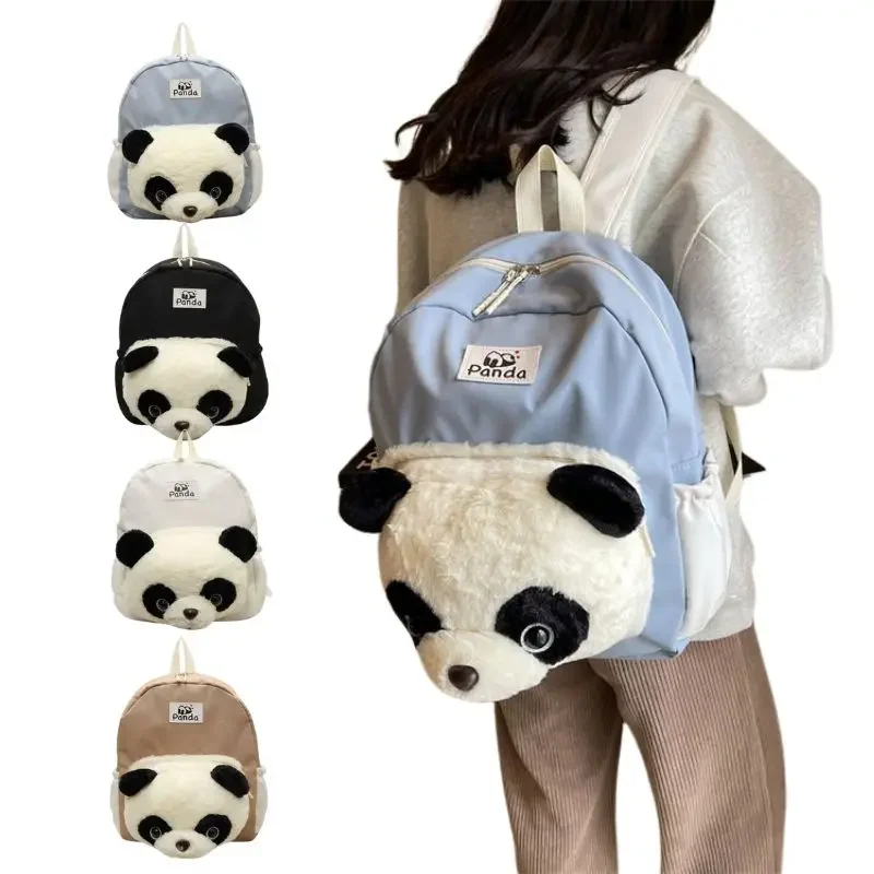 Bolsa de diseñador ligera de dibujos animados para estudiantes adolescentes, Panda de felpa, mochilas escolares, mochilas escolares, al por mayor