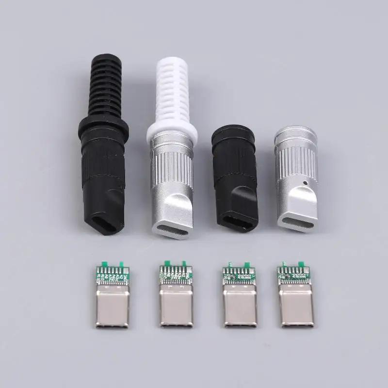 2/5Pcs USB3.1 24Pin Type-C Male 5 Solder Joints For Mobile Phone Fast Charging C To C With CC Solder Pad Repair DIY Data Plug