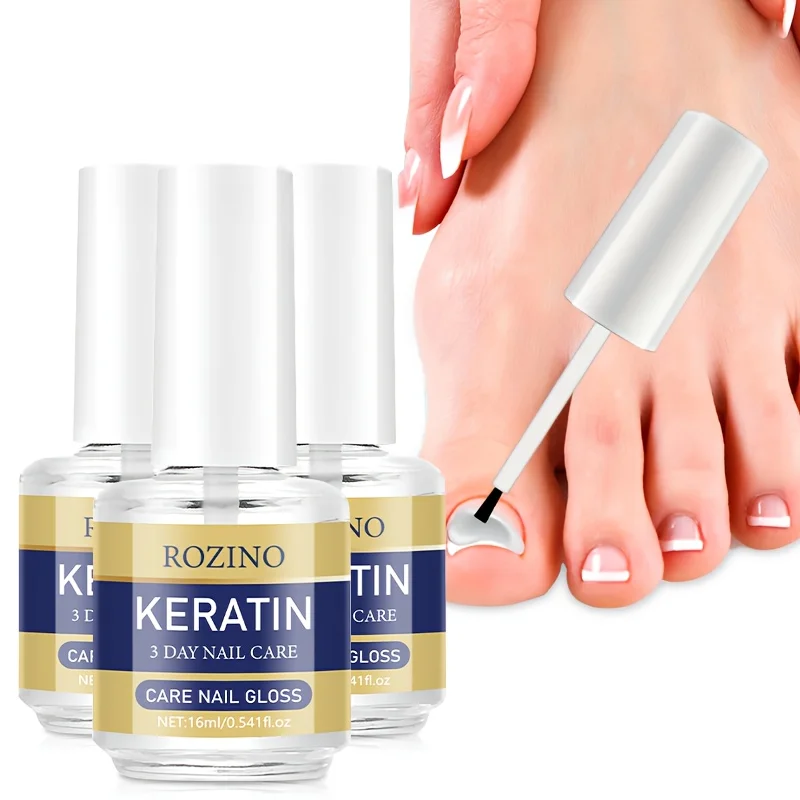 3PCS Keratin Nail Care Kit with Clear Gloss Finish Moisturizing & Conditioning Nail & Cuticle Treatment for Natural Nails Easy Home Manicure & Pedicure Gift for Women