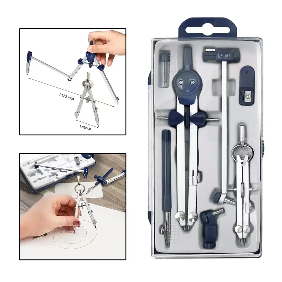 

new 9Pc Drafting Compass For Geometry Set Tool Compass Drawing Tool For Geometry For Drafting, Math, Drawing, Engineer Tool