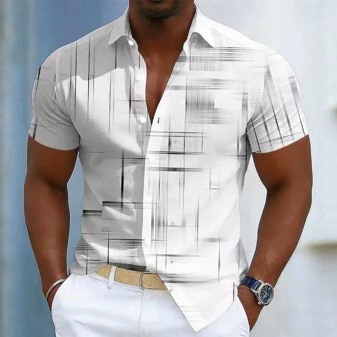 3D Digital Printed Shirt New Summer Casual Cardigan Holiday Short Sleeve Hawaiian Shirt Trend Men's Clothing