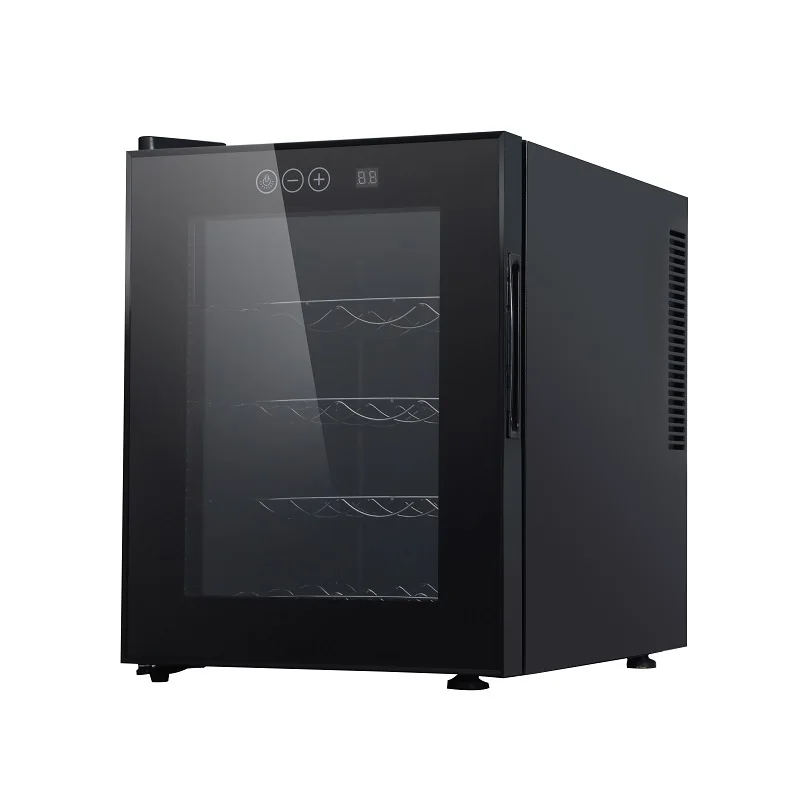 32L 12-Bottle Electronic Thermostatic Cooler Cabinet Small Glass Door Wine Refrigerator Home Bar Office Mini Outdoor Wine Cellar