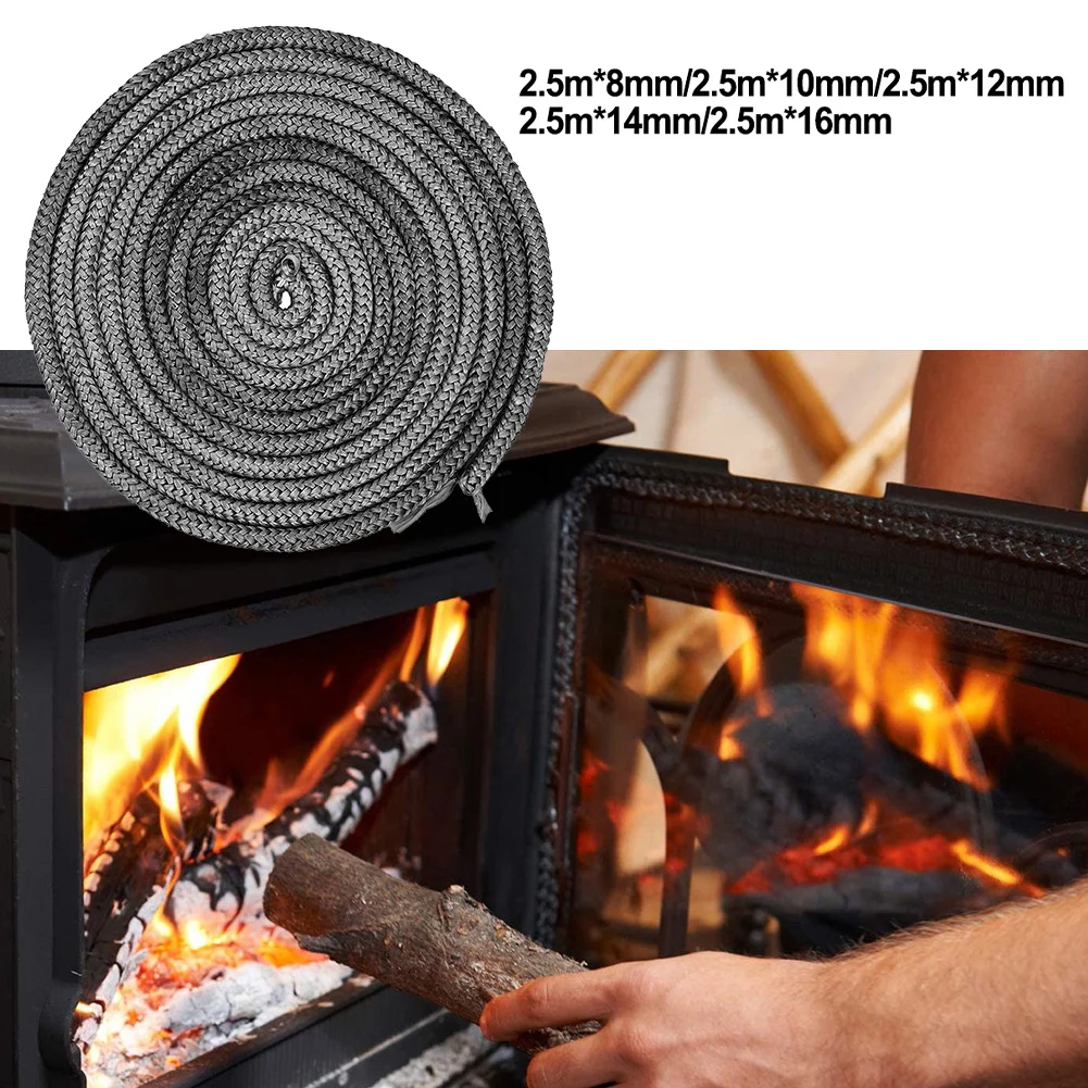 Sealing Cord Fiberglass Rope Seal Seal Rope Oven Fire Sealing Strip Round Black Fiberglass For Chimney Fireplace